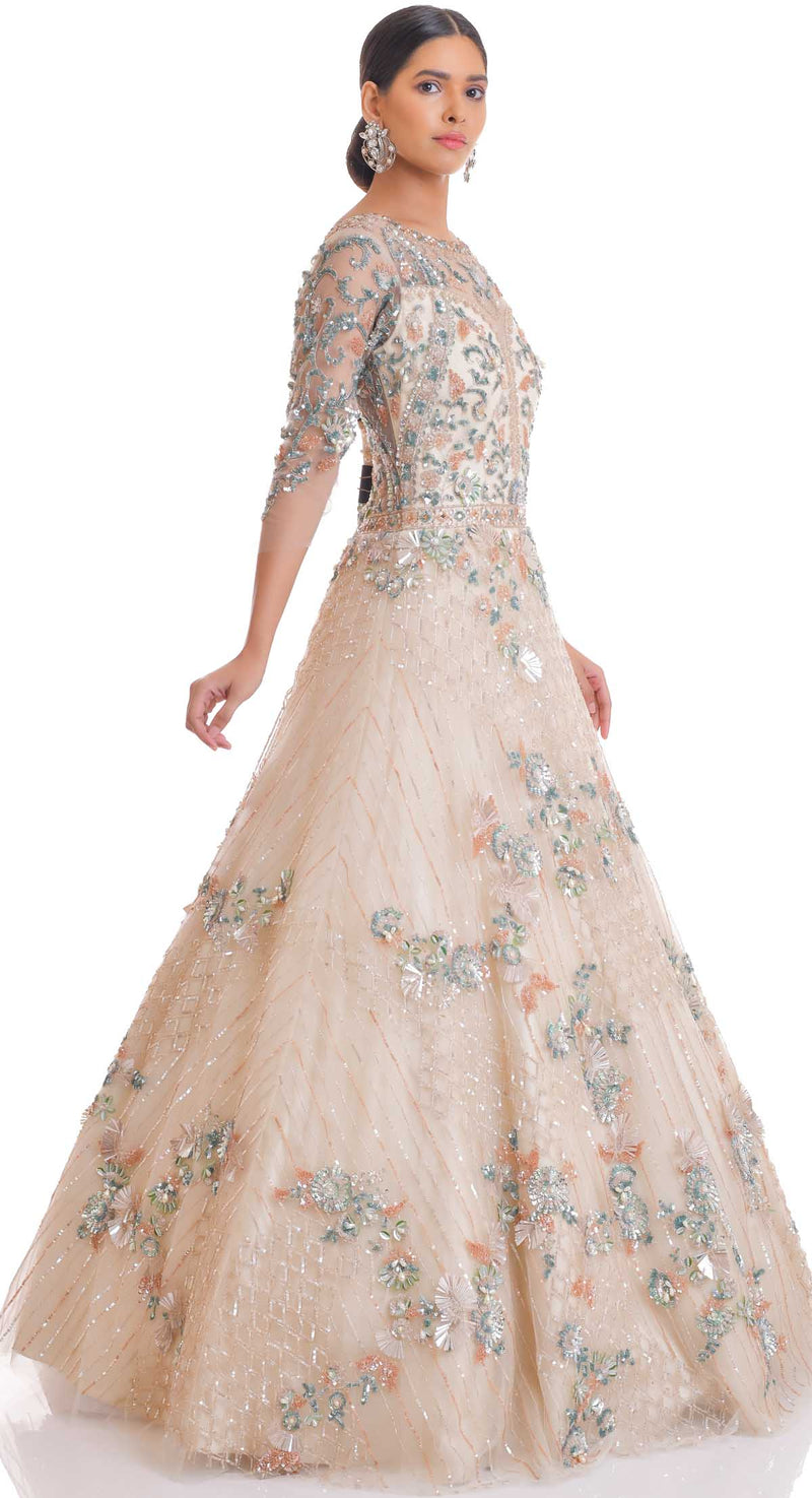 CHAMPAGNE GOLD GOWN POSHAK CHAMPAGNE GOLD GOWN POSHAK