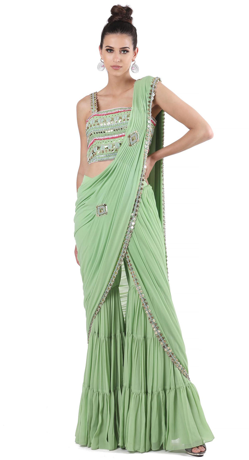 Minty Sharara Drape