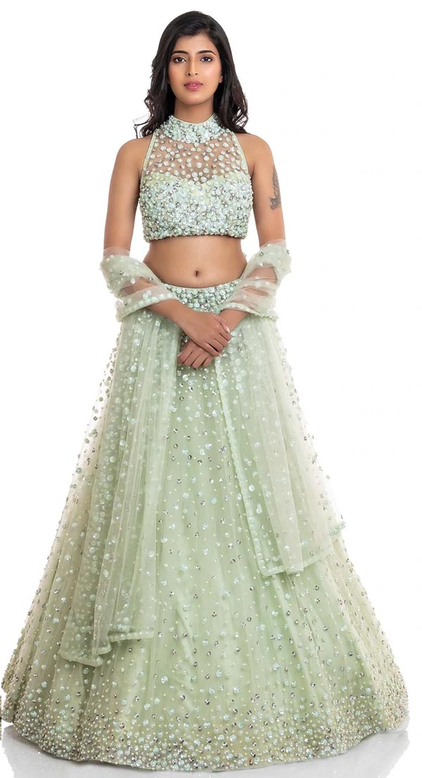 PEARL SEA GREEN  LEHENGA