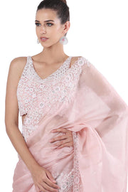 Pink Pearl Organza Saree