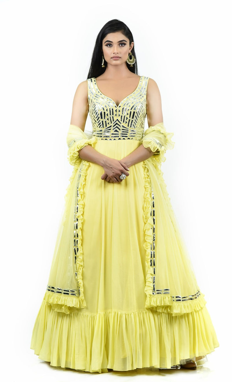 lemon Anarkali - POSHAK